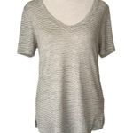 Athleta  Breezy gray & white striped knit short sleeve top size S Photo 1