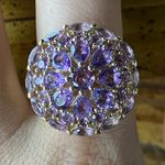 Natural Lavender Amethyst Sterling Silver Cocktail Ring Size 9.25 Gold Photo 0