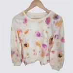 Candace Cameron Bure Pressed Floral Graphic Long Sleeve Tee Natural XS New QVC As Seen On TV Details Fabrication: knit Features: pressed floral graphic print, long blouson sleeves with gathered shirring at rib Photo 2