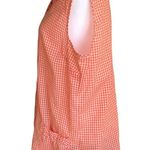 Vintage Orange and White Gingham Sleeveless Button Down Top Size X Large Photo 4