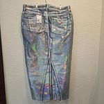 Forever 21  Women's Plus Size 1X Iridescent‎ Denim Maxi Skirt Front Leg Slit Photo 5