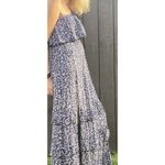 NWT BOHO Fairy Blue White Strapless Floral Off The Shoulder Maxi Dress Med Photo 4