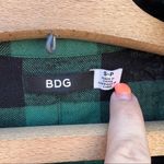 Urban Outfitters BDG "Courtney" tie front green black plaid flannel shirt SMALL Photo 4