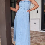 These Three Boutique  Daylin Denim Tube Maxi Dress - Light Denim Photo 0