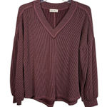 New In Boutique Dark Maroon Ribbed Knit V Photo 0