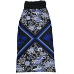 Apt. 9  Blue Floral Geometric Maxi Skirt with Ruched Waistband – Boho Chic Photo 1