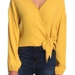 Madewell  Raelynn‎ Long Sleeve Gold Yellow Wrap Tie Top Size S Photo 0