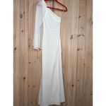 Lulus NWT  Majestic Attitude White Cape Sleeve One-Shoulder Maxi Dress Wedding S Photo 1