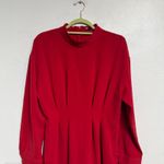ZARA Red Pleated Mock Neck Long Sleeve Mini Dress Sz L Photo 2