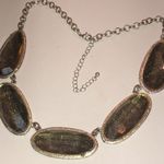 Elegant Silver Tone Shimmer Stone Boho Statement Necklace Photo 1
