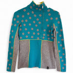 Neve 1/4 Zip Sweater Merino Wool Blend Womens Pullover XS Nordic Ski Artsy Blue Photo 0