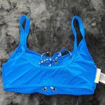 Michael Kors Solid Rib Lace-Up Bikini Top in Vintage Blue Photo 12