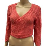 Soft Surroundings Soft Surrounding Wool Mohair Blend Coral Wrap Tie Waist Open Knit Cardigan Large Photo 0