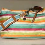 Coach Hampton watercolor Orange and Green Shoulder Bag Vibrant Stripes Photo 0