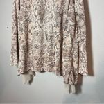 J. Jill Top Blouse Long Sleeve Beige Tan Patterned Boho Size 3X Wide Neck Brown Photo 1