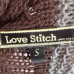 Love Stitch brown tan gray color block wool blend duster cardigan sweater small Photo 3