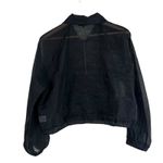 Love j Bomber Jacket Womens L Black Sheer 1/2 Zip Oversized Y2K 90s Sporty Urban Photo 2