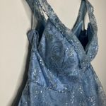 Morilee Madeline Gardner short glitter glam dress prom women's size 24 plus Blue Photo 2