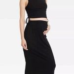 Isabel Maternity Black Stretchy Ribbed Henley Pencil Pull On Midi Skirt Med NEW! Photo 1