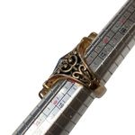 BARSE  Genuine Lapis Lazuli Stone Ornate Bronze Band Ring Sz 7.5. HTF Photo 6