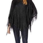 Steve Madden Black Lurex Fringe Poncho Shawl Cover Photo 0