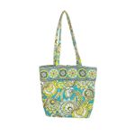 Vera Bradley Quilted "Peacock" Tote Handbag Teal Blue Medium Bag Photo 1
