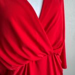 Torrid Cherry Red V-Neck 1/2 Sleeve Black Lace Back Ruched Blouse Womens 3 (3X) Photo 1