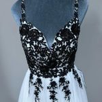 Say Yes To The Prom Embroidered Tulle Ball Gown Prom Black White Floral Lace 7/8 Photo 2