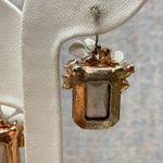 Iridescent Faceted Gem White Flower Accent Whimsical Fairycore Dangle Earrings Purple Photo 6