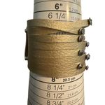 Gold Tone Metallic Vegan Leather Multi Strap Cuff Bracelet Rhinestones Snaps 7" Photo 4