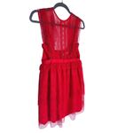 Three Floor  Sheer Lace Tiered Mini Dress Small Red Fairy Romantic Coquette Event Photo 4