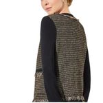 Ming Wang NWT Metallic Tweed Knit Fringe Blazer Jacket Black and Gold Size XS Photo 1