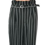 EXPRESS  Women's Black Striped Wide Leg High Rise Belted Paperbag Trouser Pants 8 Photo 3