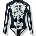 Skeleton Bodysuit Halloween Costume Small / Medium Women Long Sleeves Bones Black Photo 0