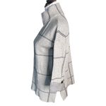 Tahari Wide Plaid High Neck Half Sleeve Sweater Gray Black Size Medium Photo 3