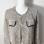 Nic+Zoe EUC Tan Blue Textured Open Front Knit Jacket Size S Photo 2