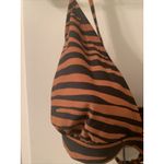Kona Sol Womens Zebra Print Cross Tie Back Bikini Top Brown Black  Size Small Photo 11