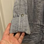 Charter Club  Womens Linen Jacket Large Metallic Blue‎ Button Front Resort Wear Photo 4