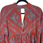 Free People Walking On A Dream Keyhole Pullover Tunic Red Blue Small Boho Hippie Photo 4