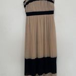 Lovepoint Beige/Black Thin Straps Pleated Maxi Formal Dress Photo 0