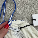 We Wore What NWT  Ruched underwire top coastal blue offwhite micro stripe Photo 3