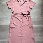 If She Loves Midi Pink Short Sleeves Shirt Dress Size M Size M Photo 0