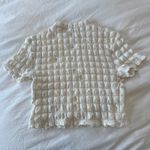 Urban Outfitters  UO Paula Bubble Knit Top White Size S Mock Neck Textured Tee Photo 3