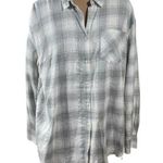 A New Day New Button Front Shirt Grey Cream Plaid Size XL Extra Large Photo 0