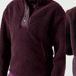 Athleta  Cozy Snap Jacket Sherpa Pullover Plum Purple  XS Teddy Quilted Photo 0