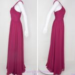Azazie  burgundy‎ bridesmaid chiffon dress with side slit, size A10 Photo 3