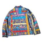 Vtg 1990s Chico's Design Blue Denim Silk Colorful Patchwork Button Up Jacket 2 L Size L Photo 1
