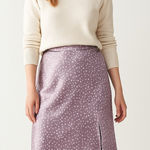 Abercrombie & Fitch Abercrombie Satin Slit Polka Dot Midi Skirt Small P Lavender Coquette Whimsical Photo 0