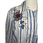 NAPA VALLEY Women Shirt Stripes Embroidery Floral Size XL Coquette Cottage Core White Photo 2