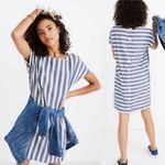 Madewell Striped Play Button Back Dress Small Shift Mini Blue White Casual Beach Photo 1
